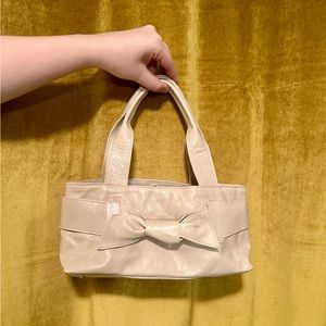 Cream bow purse vintage real leather